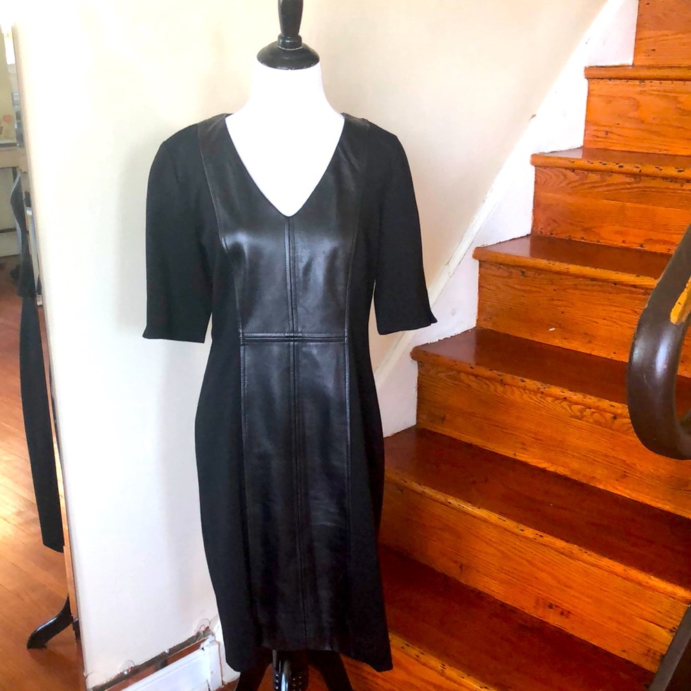 Donna Degnan black Combo  Leather  Dress